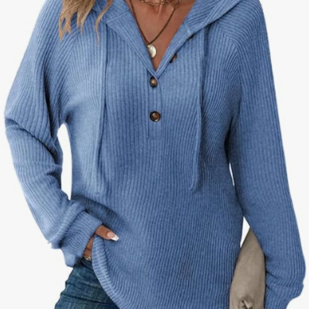 Rirow Women's Blue Hooded Women's Sweater Size XL BNWT